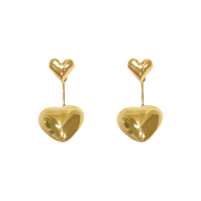 Statement Gold Heart Stud Earrings