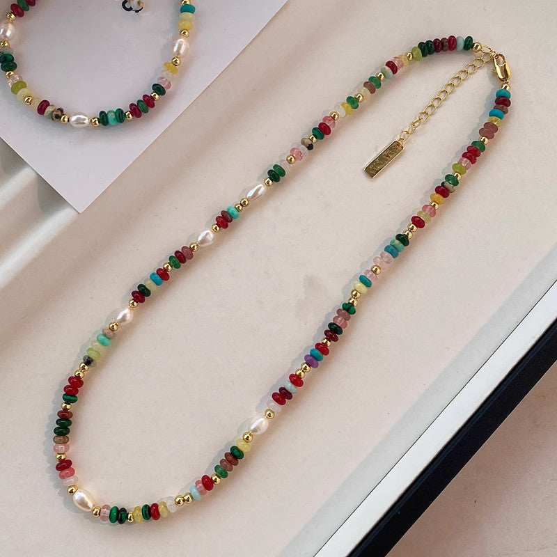 Colourful Freshwater Pearl Beaded Necklace & Bracelet