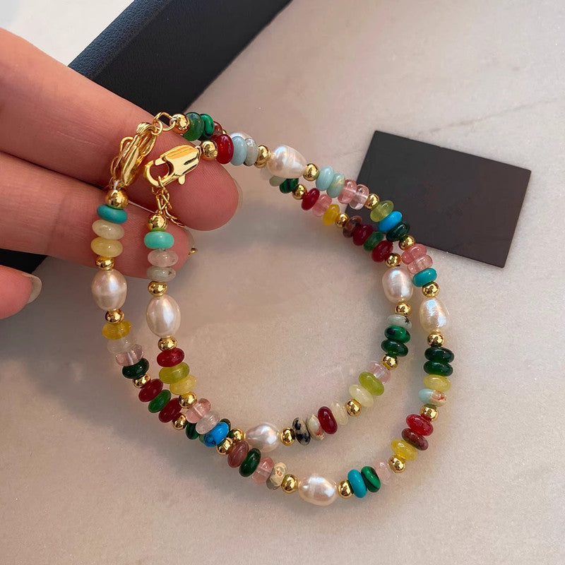 Colourful Freshwater Pearl Beaded Necklace & Bracelet