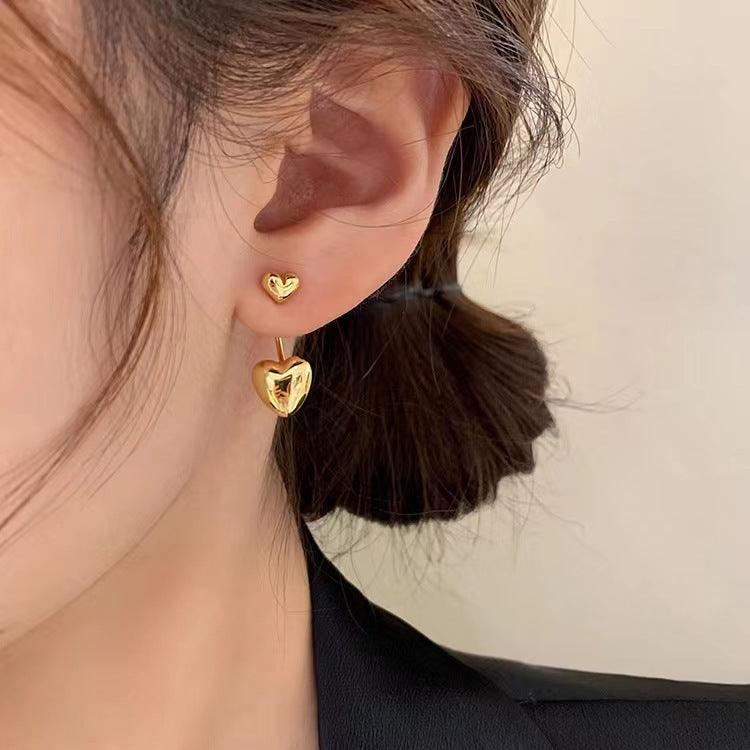 Statement Gold Heart Stud Earrings