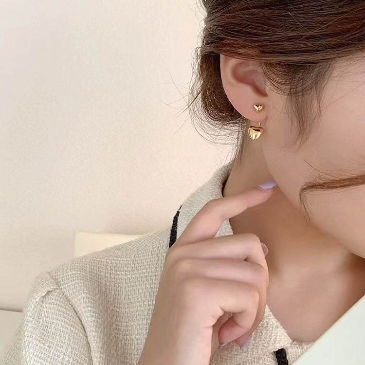 Statement Gold Heart Stud Earrings