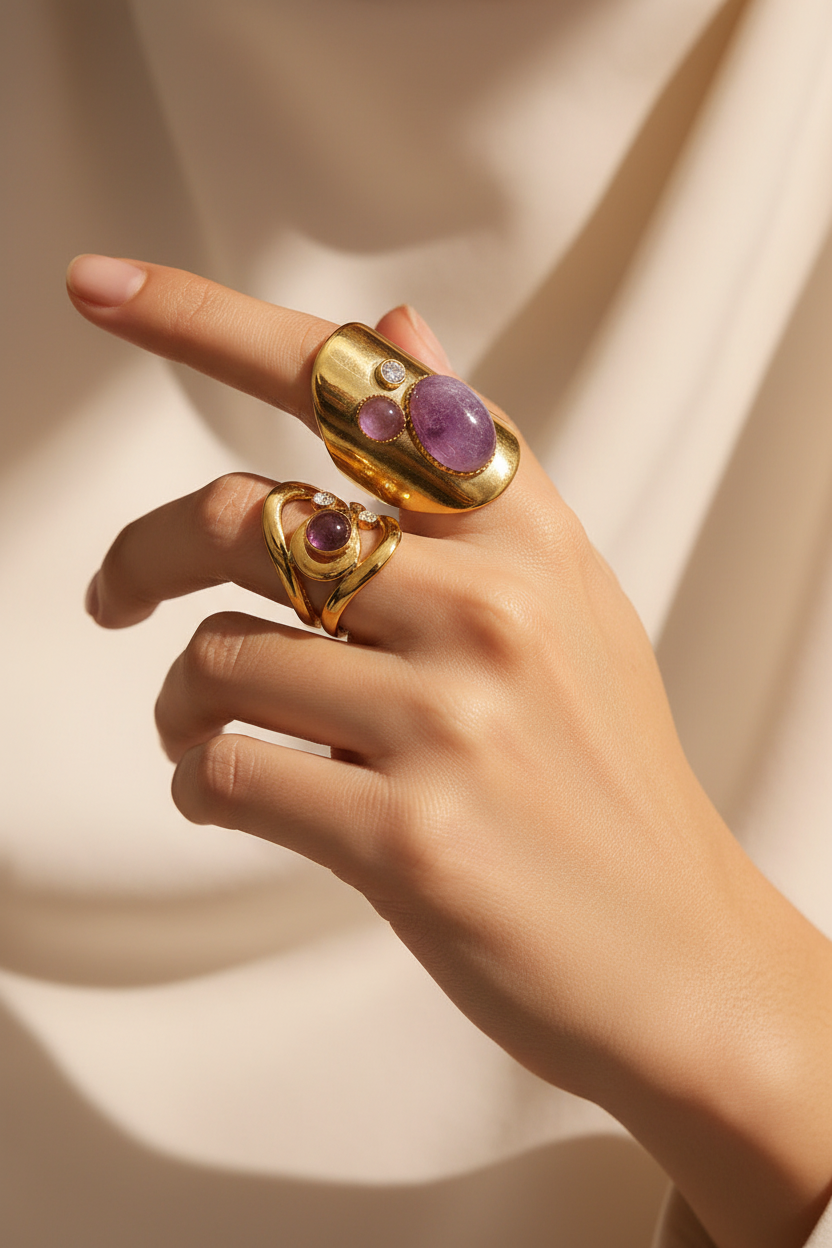 Artistic hand photo wearing rings