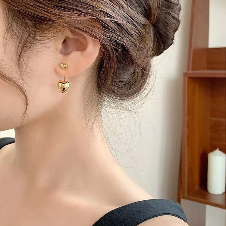 Statement Gold Heart Stud Earrings