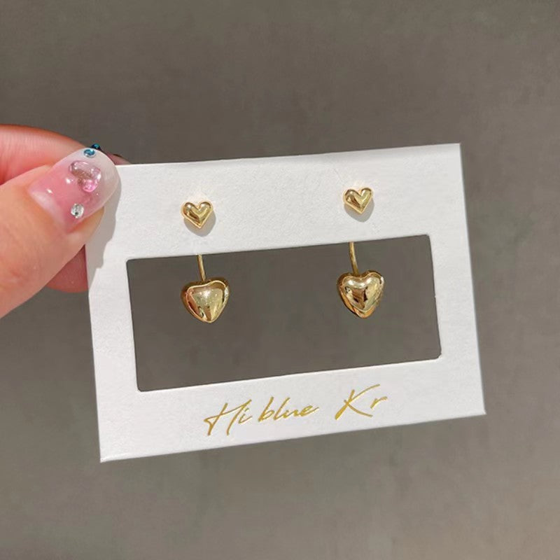 Statement Gold Heart Stud Earrings